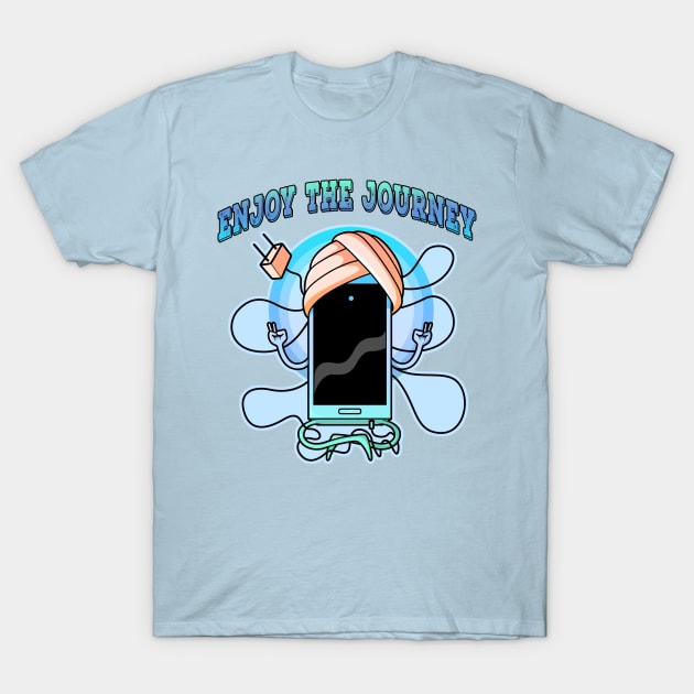 Enjoy The Journey Yoga Phone T-Shirt by Shawnsonart